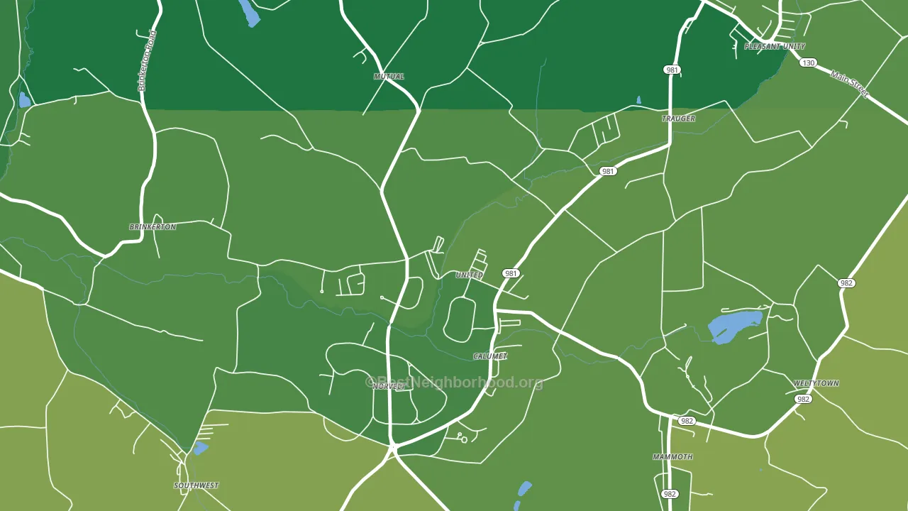 Calumet, PA block-group voter-turnout map