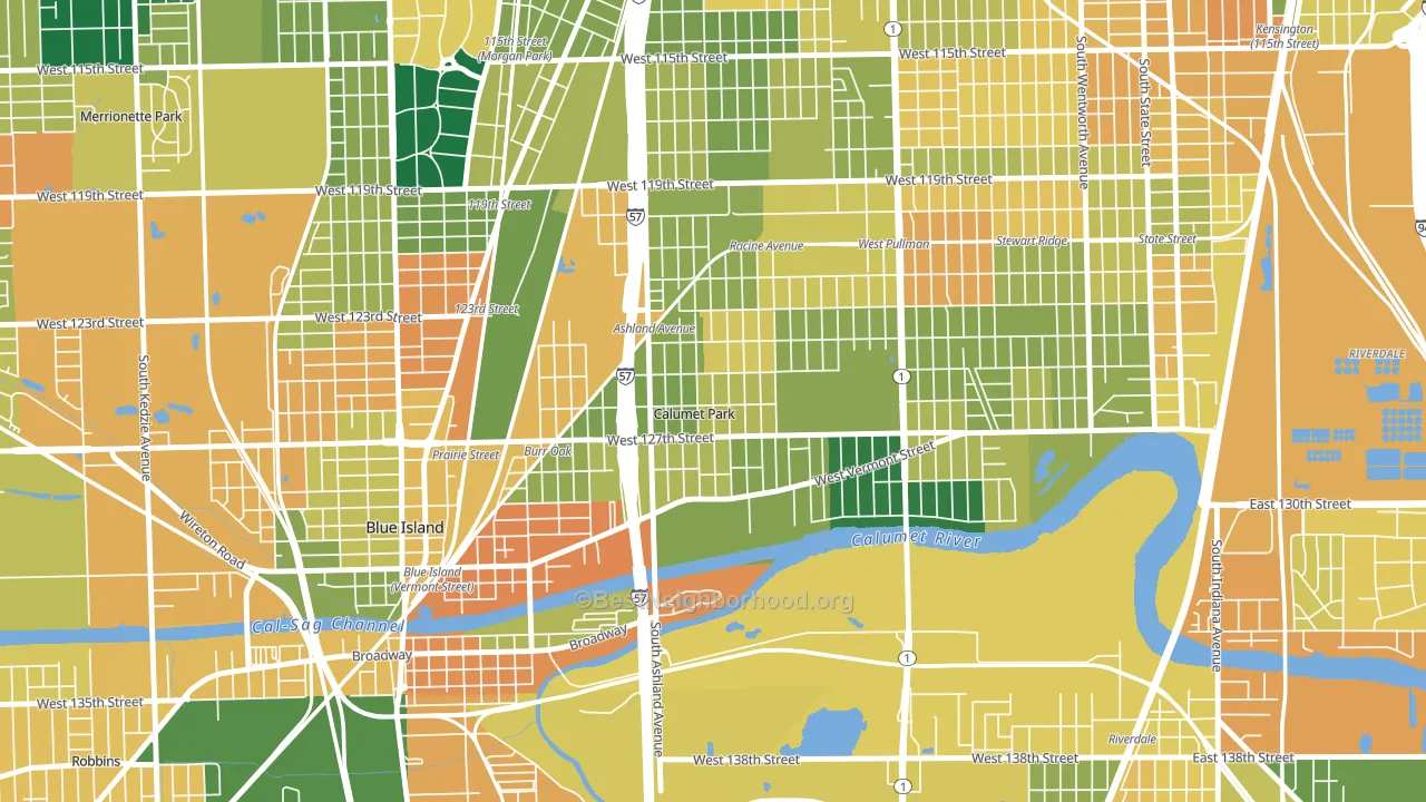 Calumet Park, IL block-group voter-turnout map