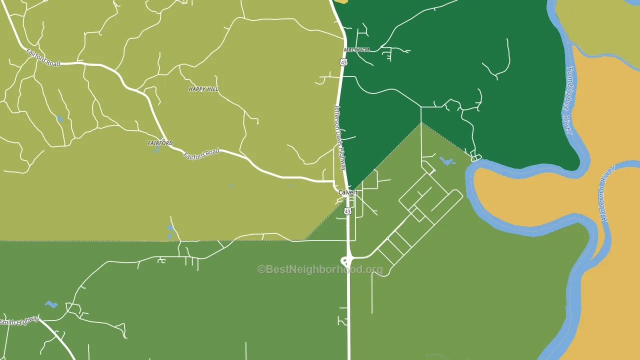 Calvert, AL block-group voter-turnout map