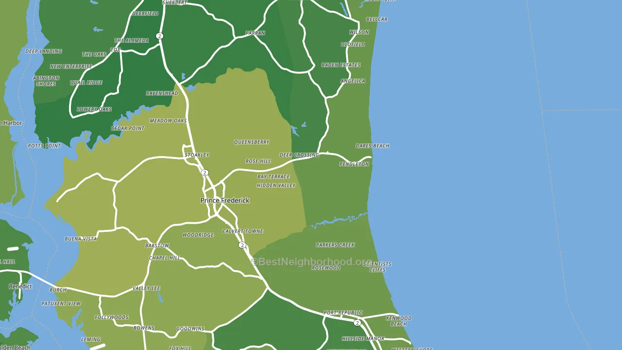 Calvert County, MD block-group voter-turnout map