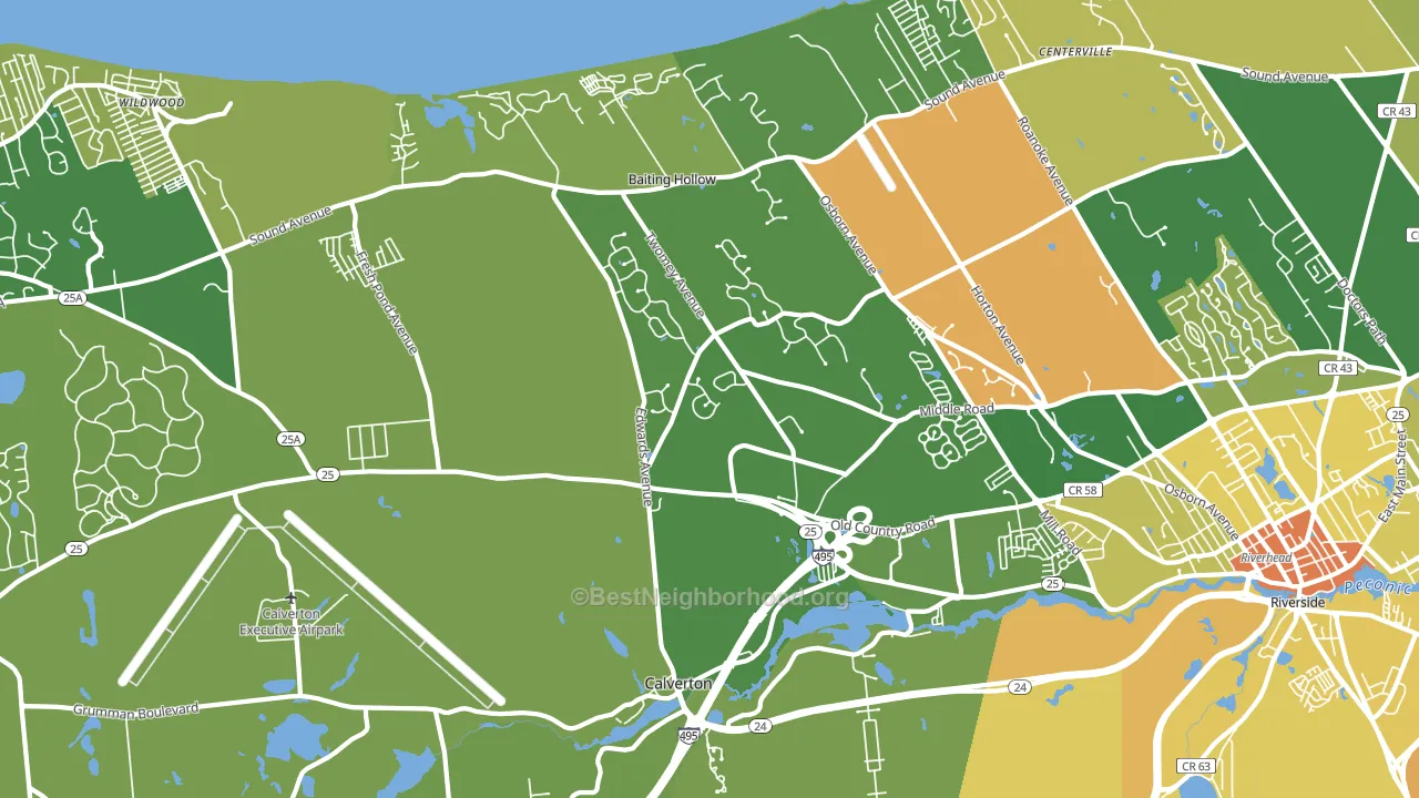 Calverton, NY block-group voter-turnout map