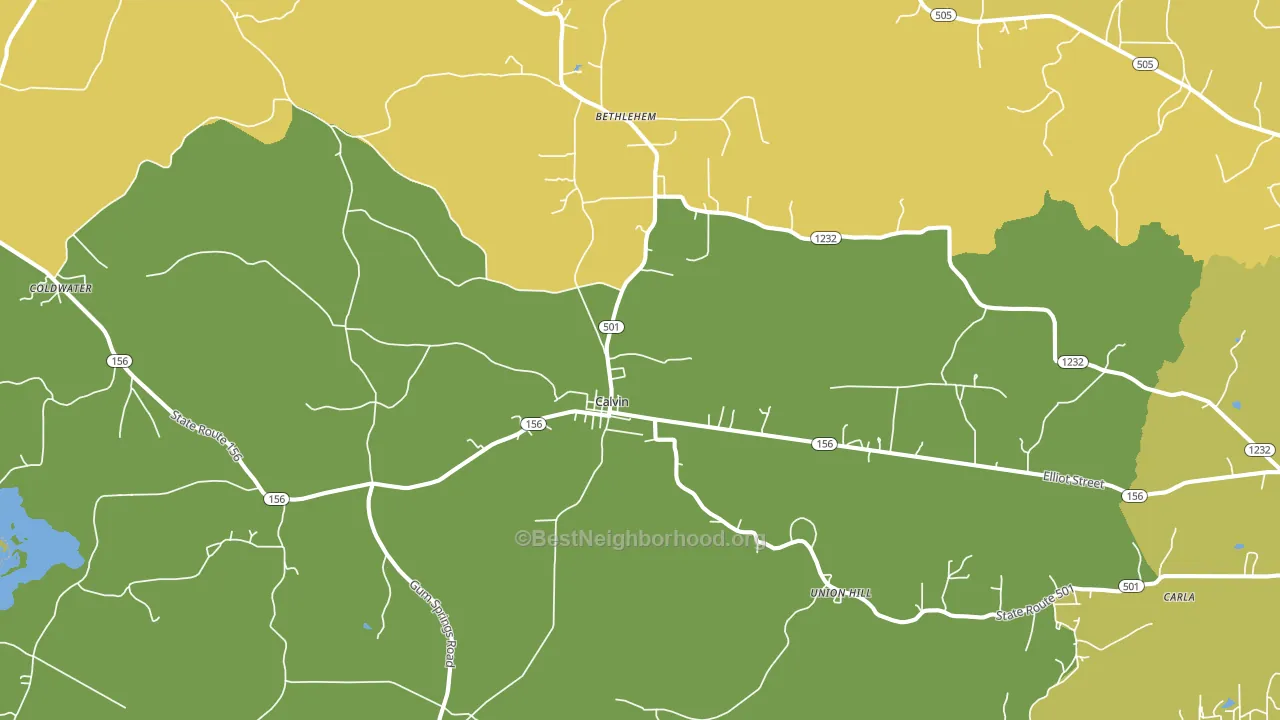 Calvin, LA block-group voter-turnout map