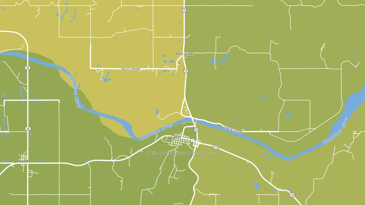 Calvin, OK block-group voter-turnout map