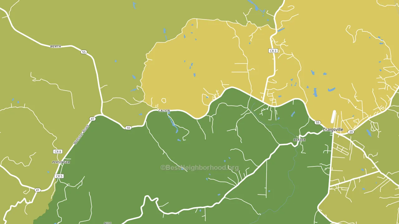 Calvin, WV block-group voter-turnout map