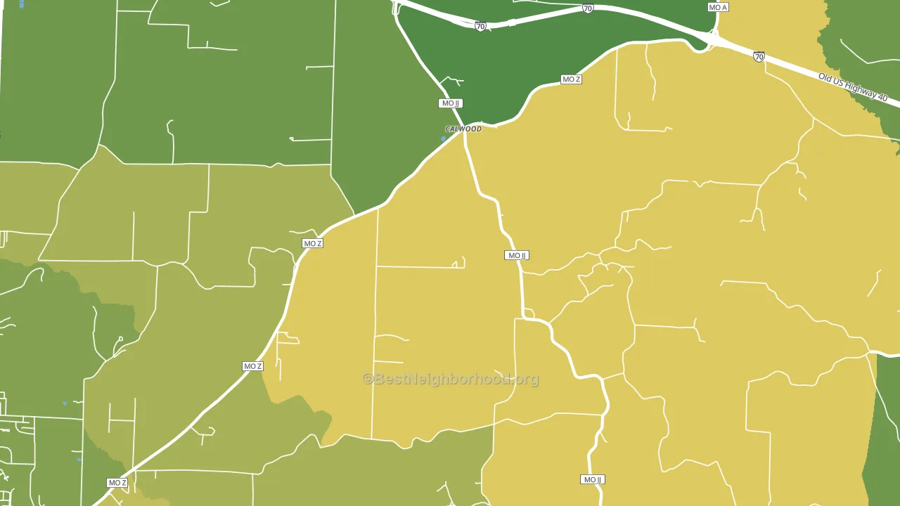 Calwood, MO block-group voter-turnout map