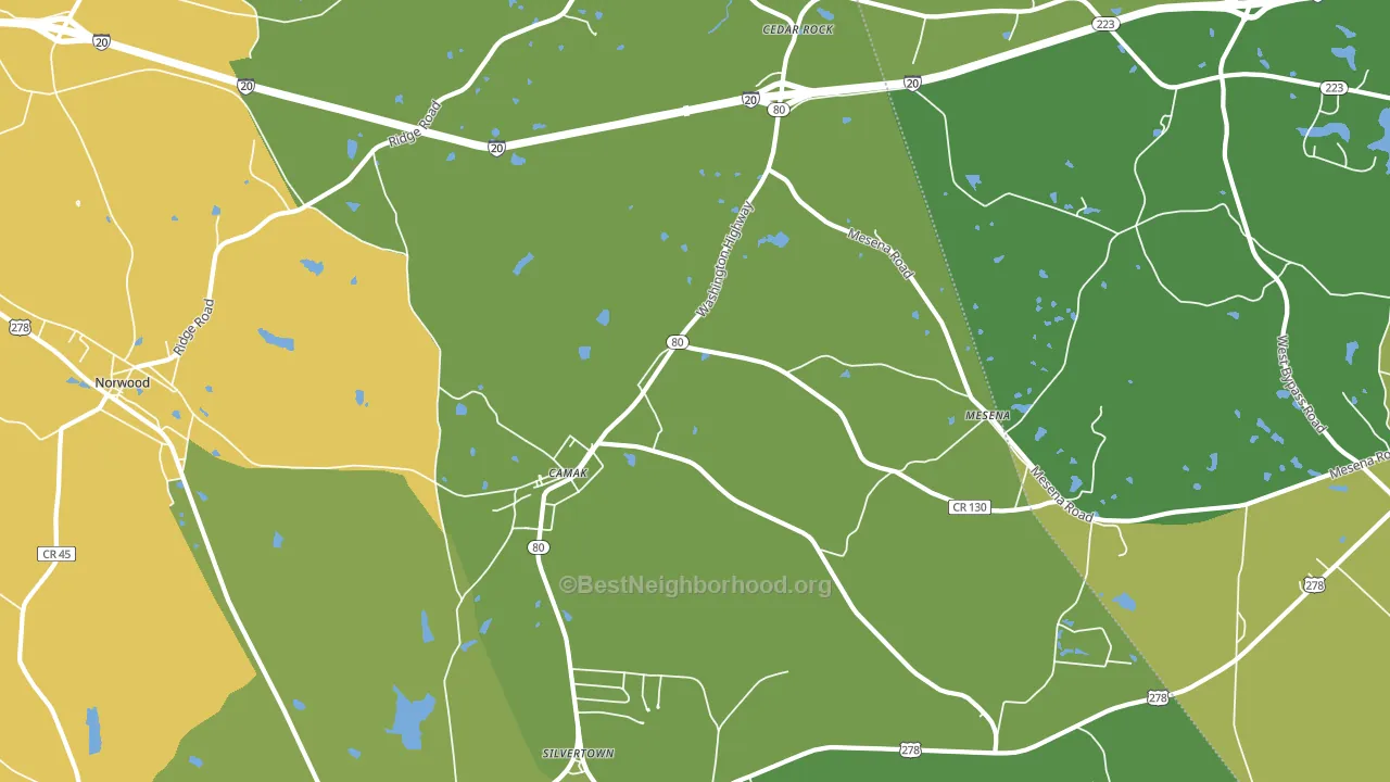 Camak, GA block-group voter-turnout map