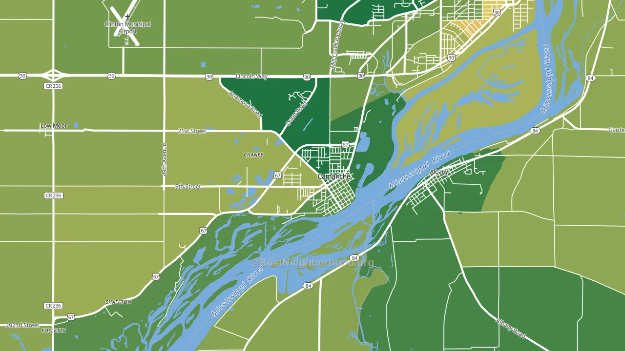 Camanche, IA block-group voter-turnout map