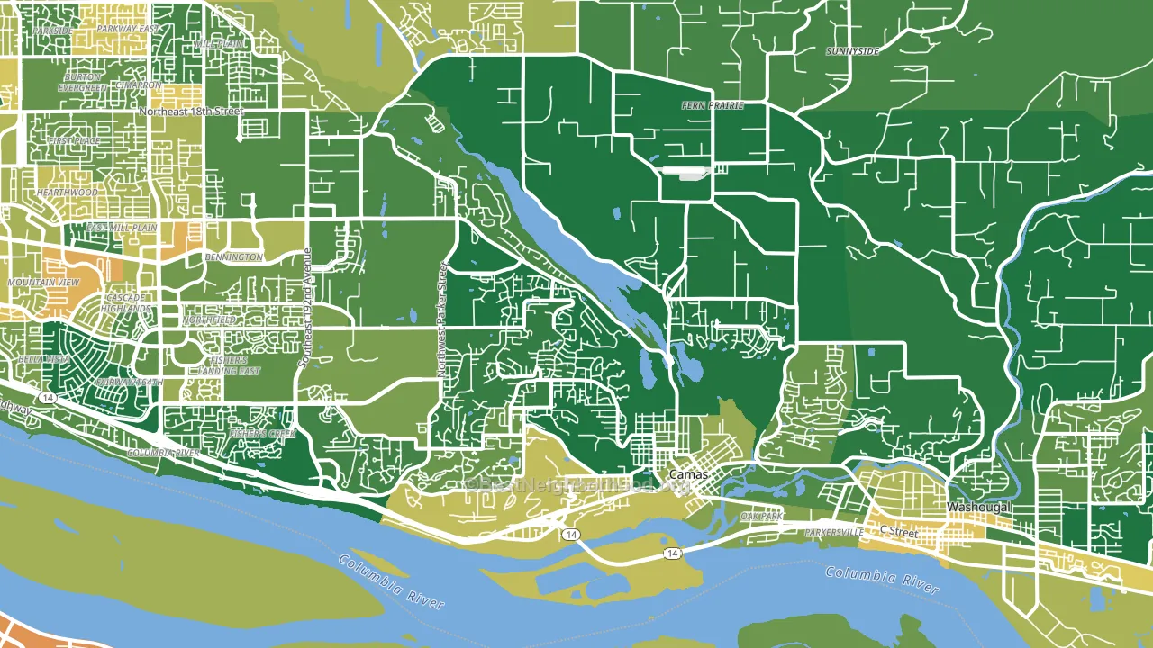 Camas, WA block-group voter-turnout map