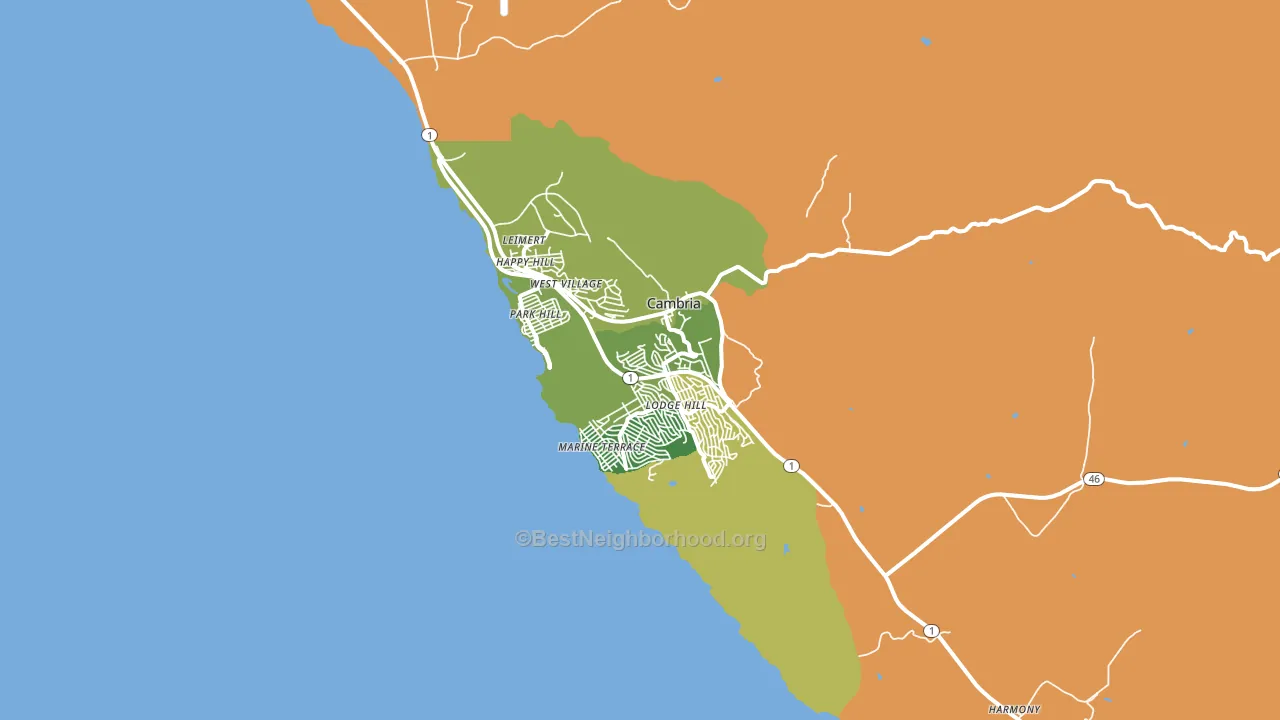 Cambria, CA block-group voter-turnout map