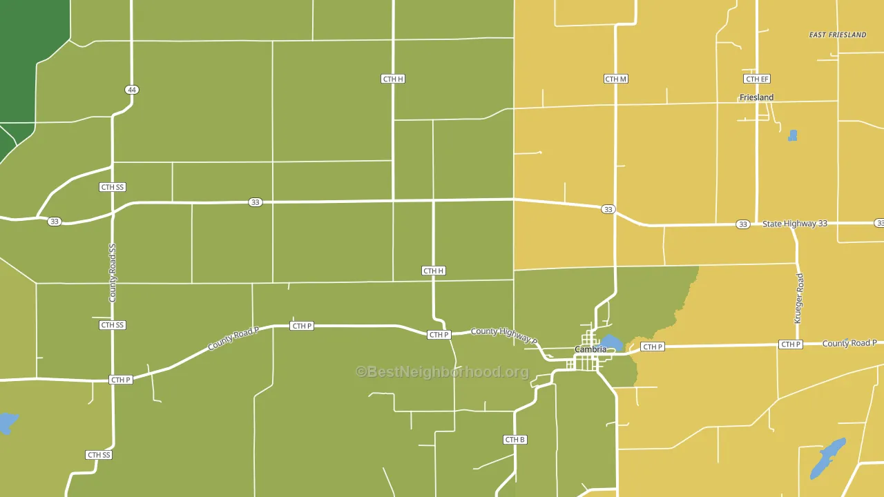 Cambria, WI block-group voter-turnout map