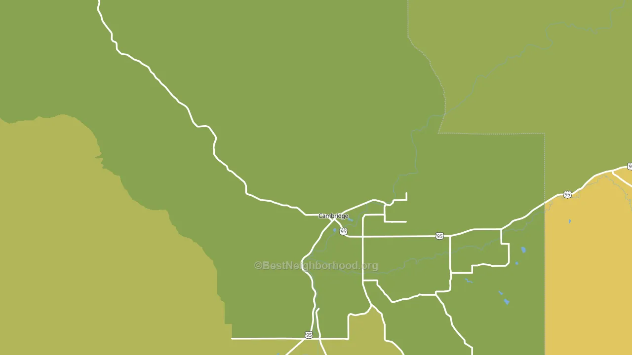 Cambridge, ID block-group voter-turnout map