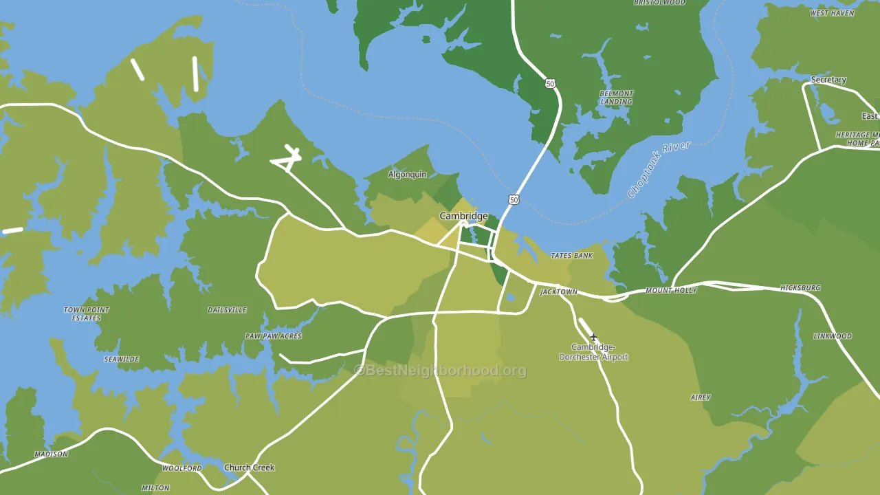 Cambridge, MD block-group voter-turnout map