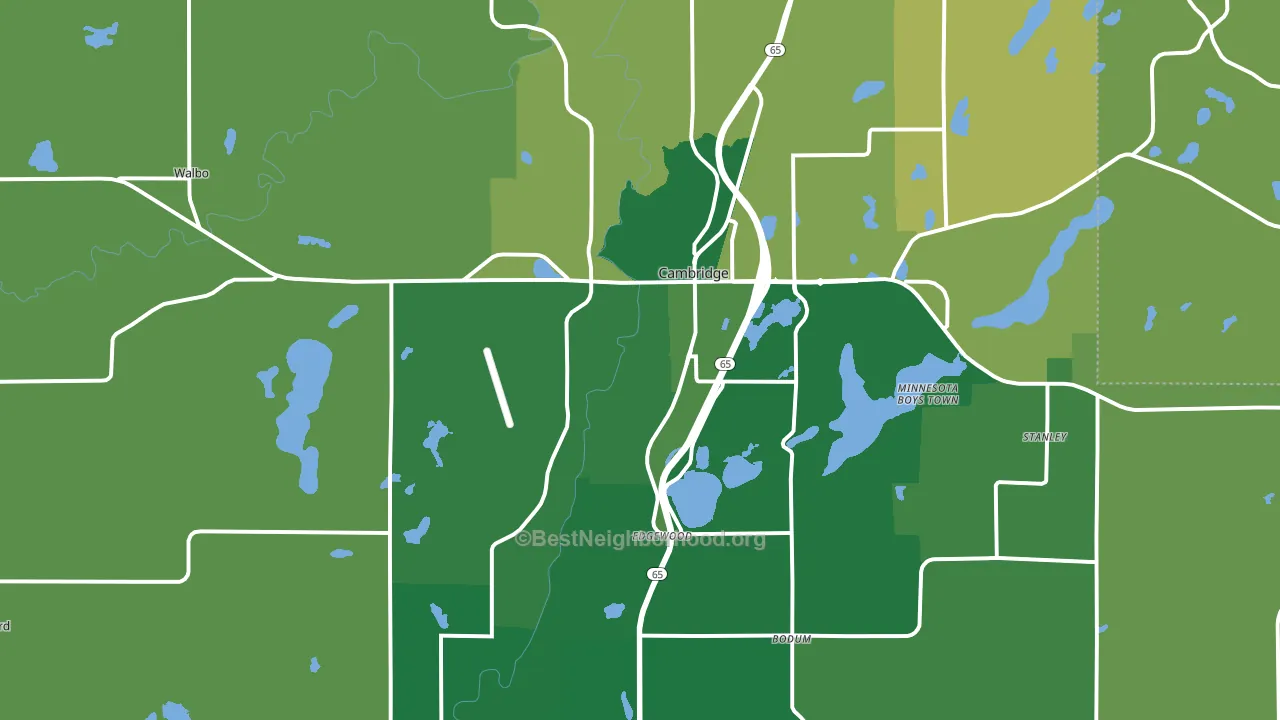 Cambridge, MN block-group voter-turnout map