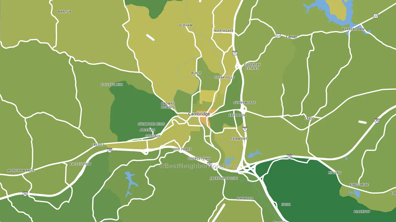 Cambridge, OH block-group voter-turnout map