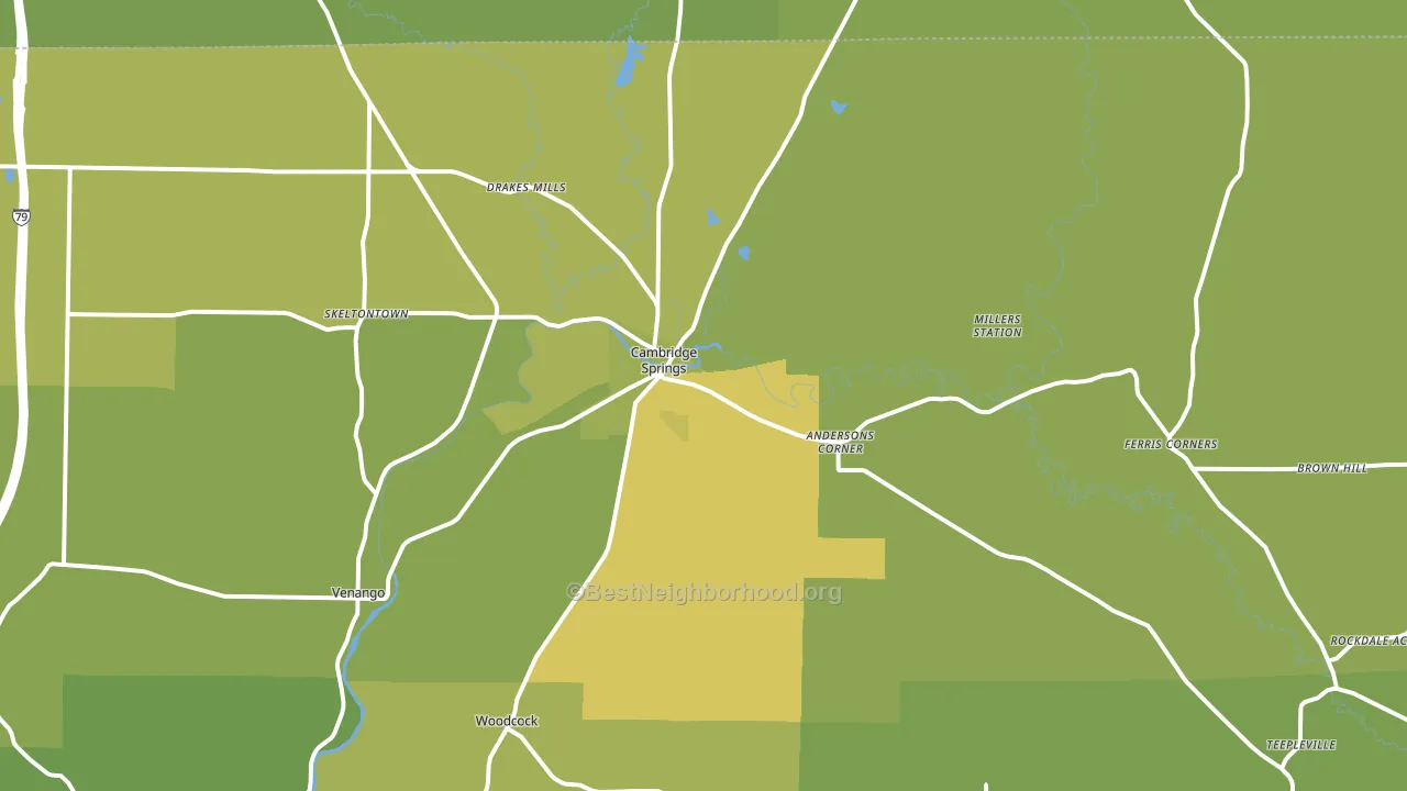 Cambridge Springs, PA block-group voter-turnout map