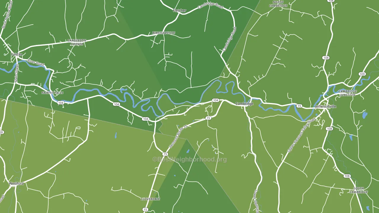 Cambridge, VT block-group voter-turnout map