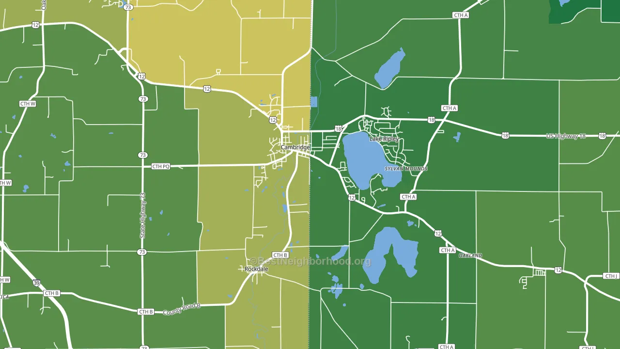 Cambridge, WI block-group voter-turnout map