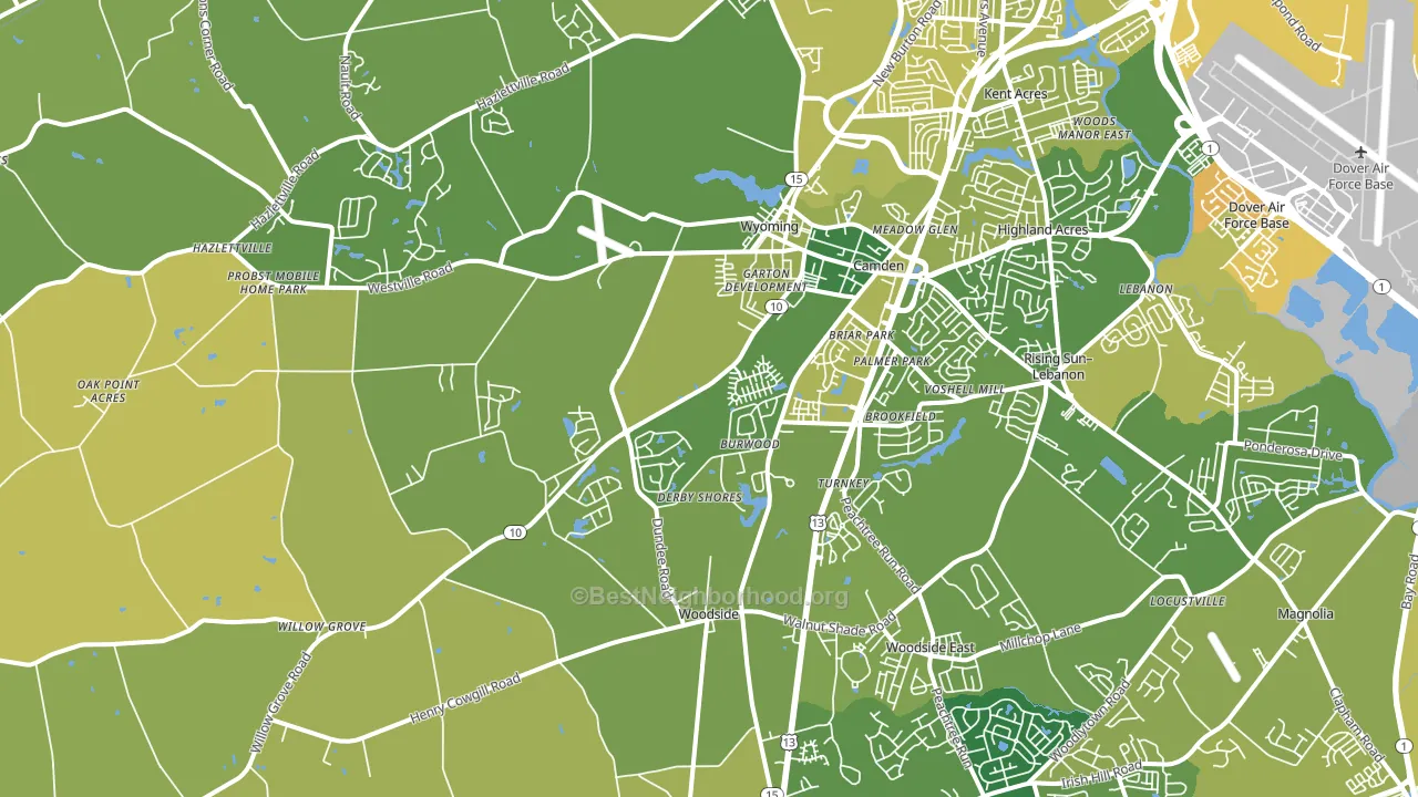 Camden, DE block-group voter-turnout map