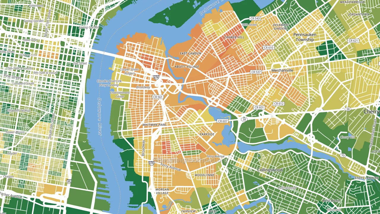 Camden, NJ block-group voter-turnout map