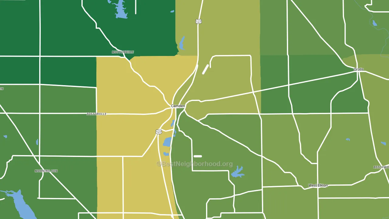 Camden, OH block-group voter-turnout map