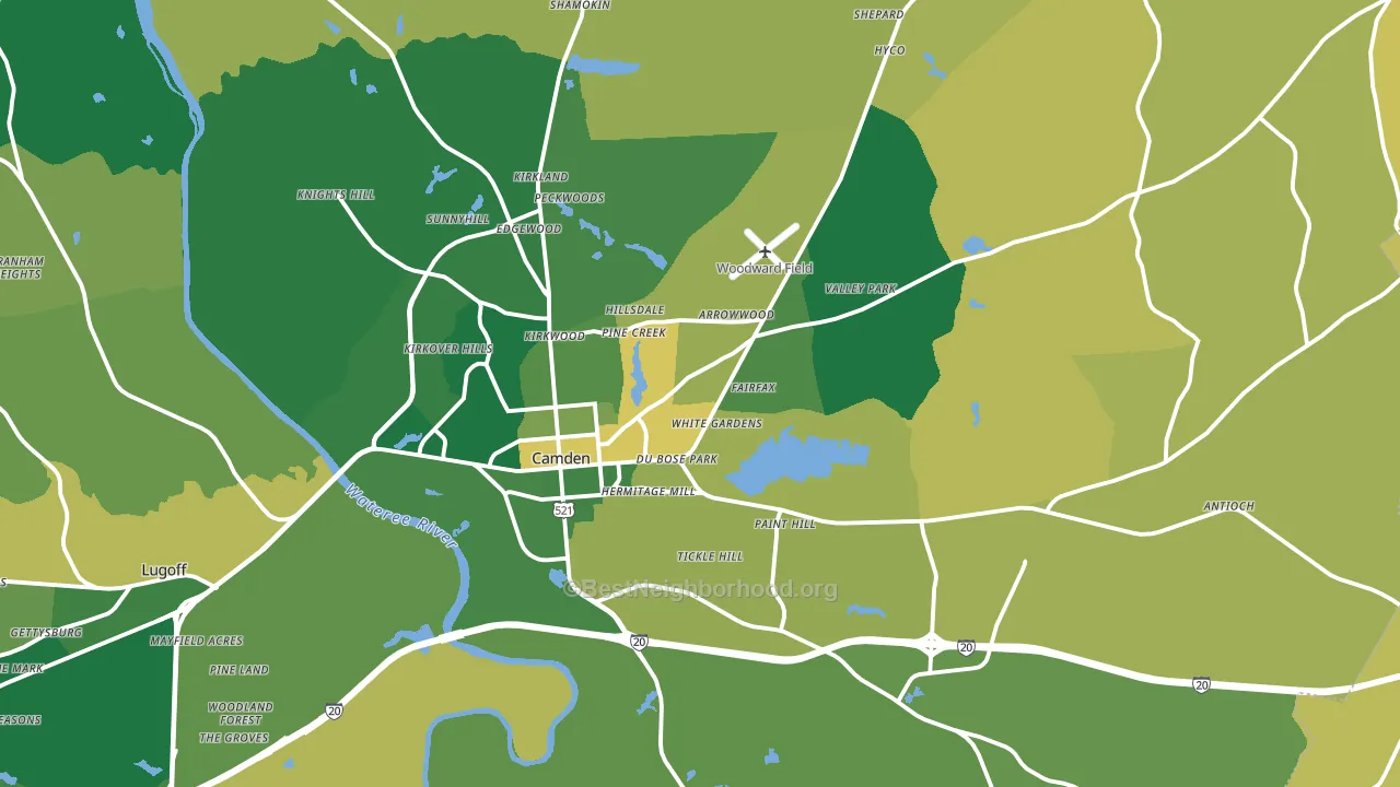 Camden, SC block-group voter-turnout map