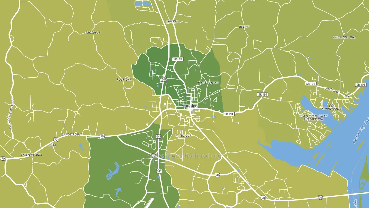 Camden, TN block-group voter-turnout map