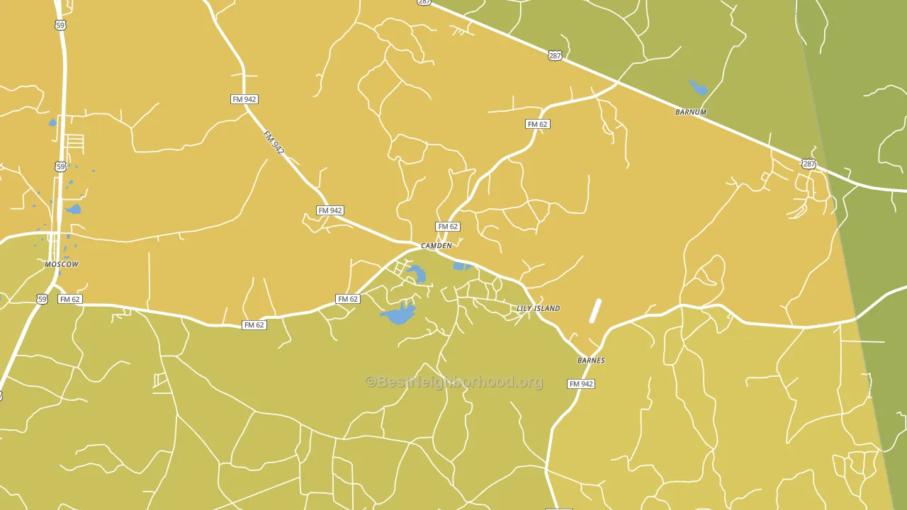 Camden, TX block-group voter-turnout map