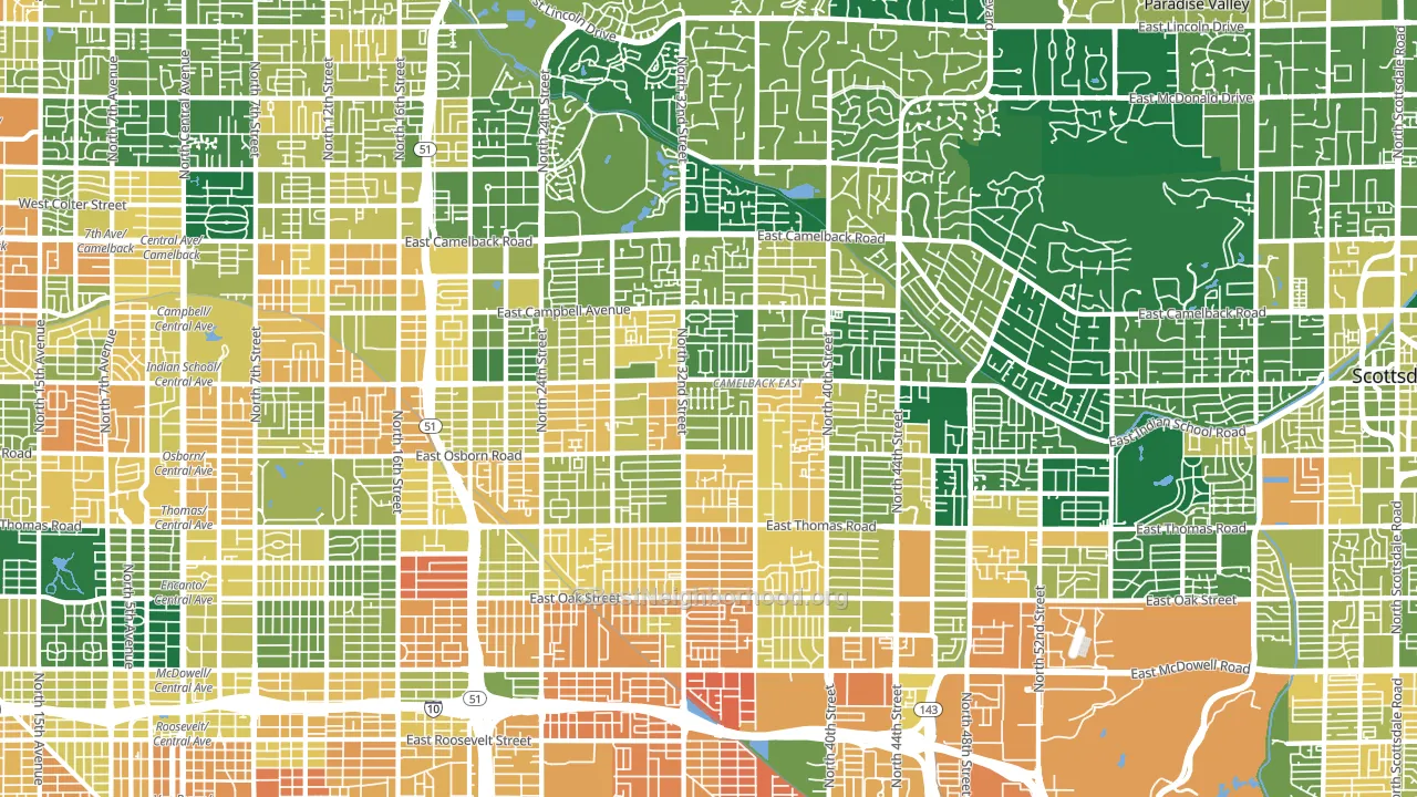 Camelback East, Phoenix, AZ block-group voter-turnout map