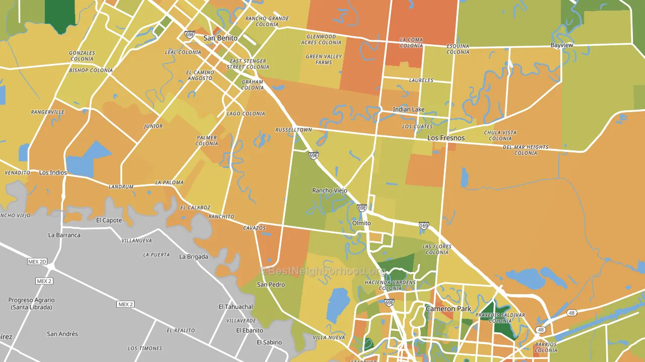 Cameron County, TX block-group voter-turnout map