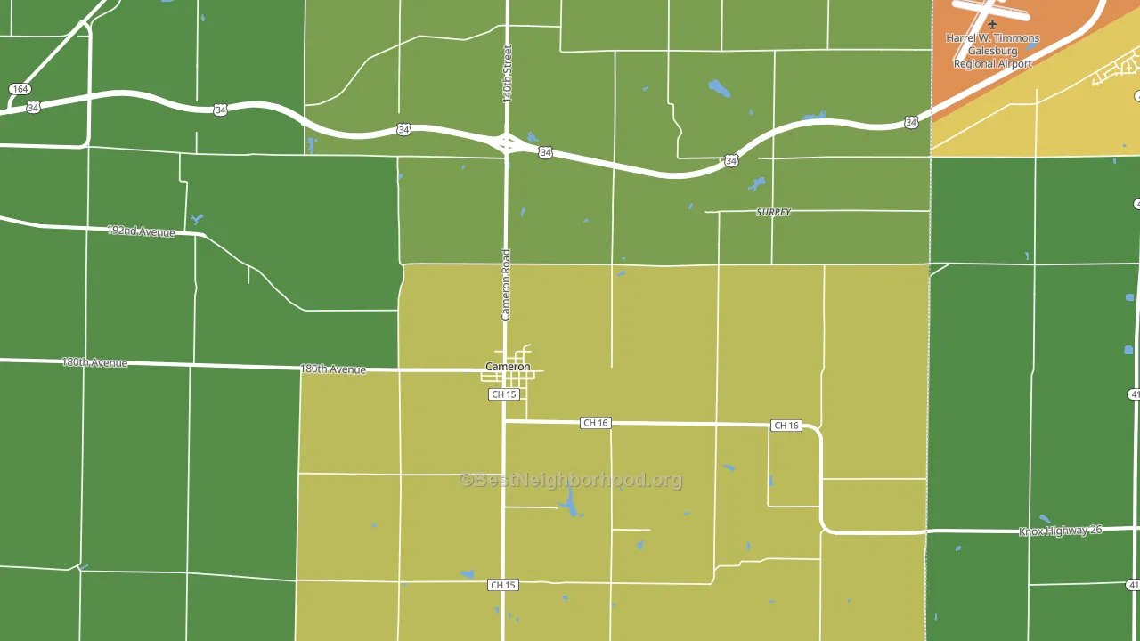 Cameron, IL block-group voter-turnout map