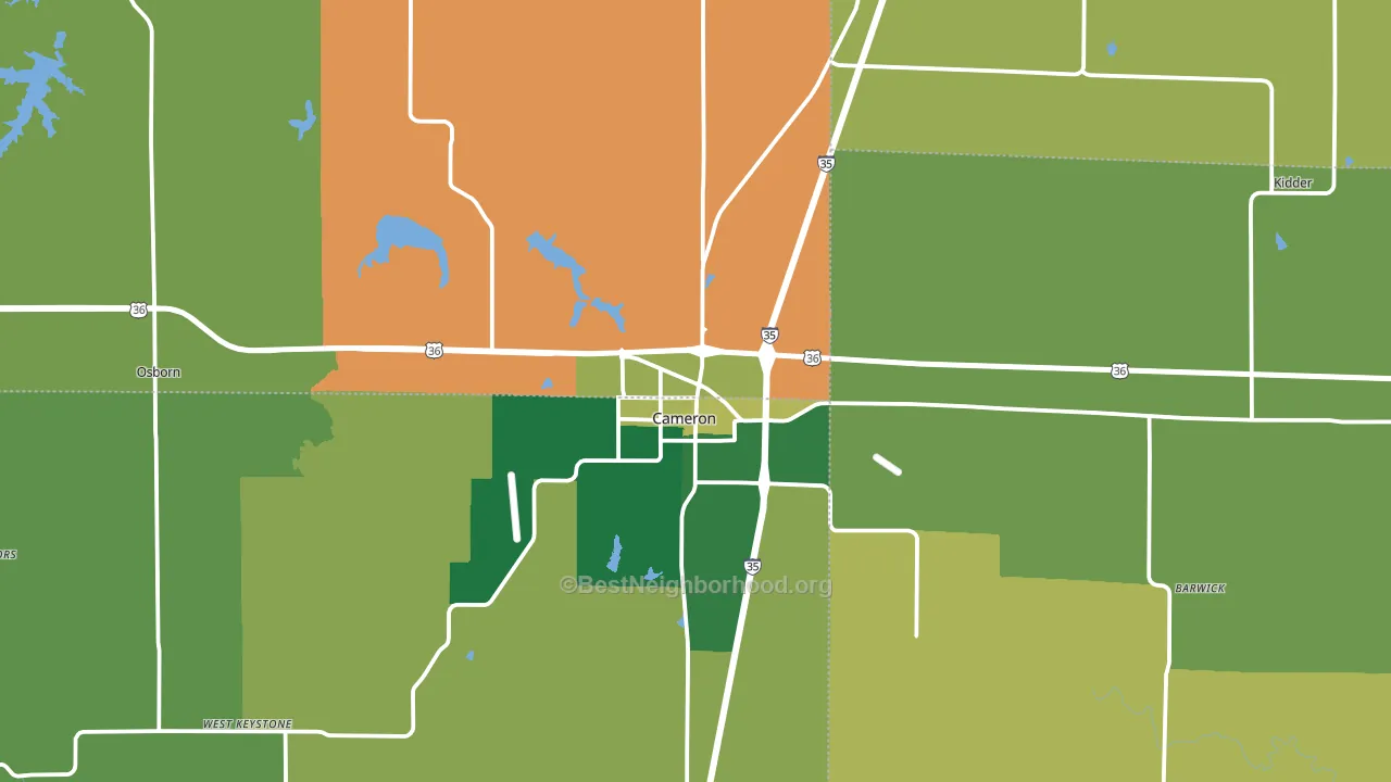 Cameron, MO block-group voter-turnout map