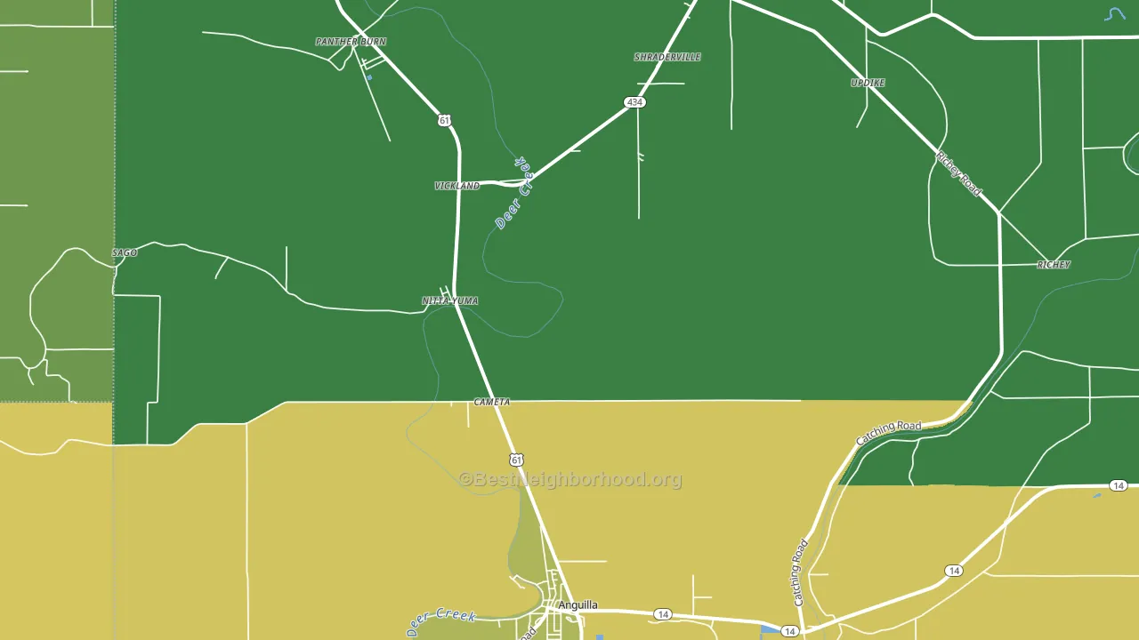 Cameta, MS block-group voter-turnout map