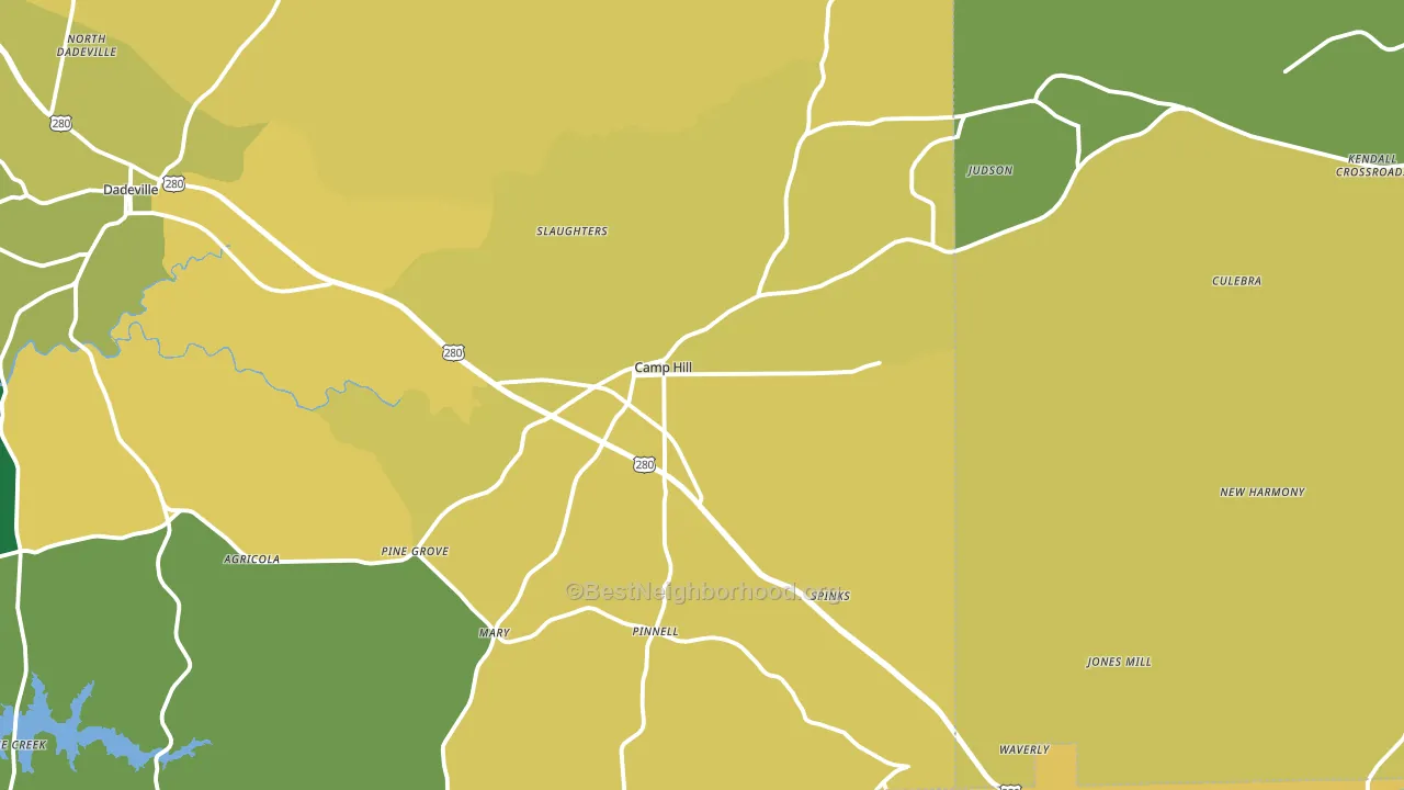 Camp Hill, AL block-group voter-turnout map