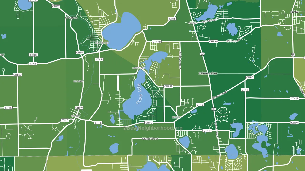 Camp Lake, Trevor, WI block-group voter-turnout map