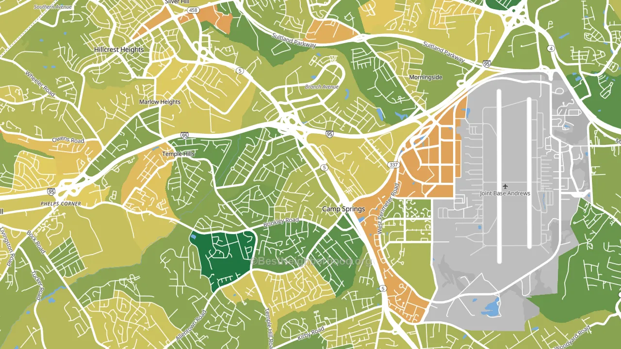 Camp Springs, MD block-group voter-turnout map