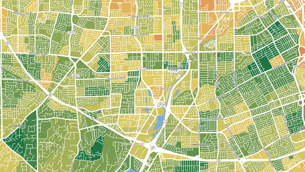 Campbell, CA block-group voter-turnout map
