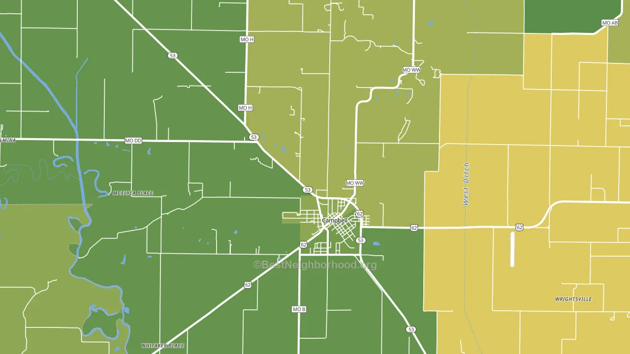 Campbell, MO block-group voter-turnout map