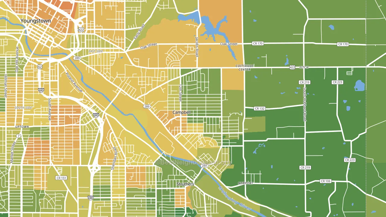 Campbell, OH block-group voter-turnout map