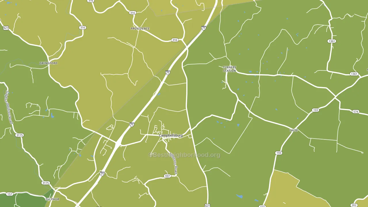 Campbellsburg, KY block-group voter-turnout map