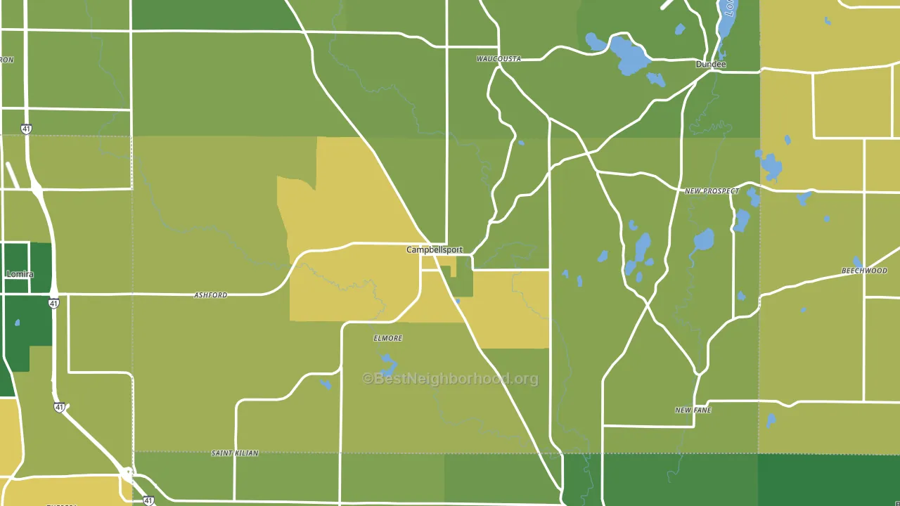Campbellsport, WI block-group voter-turnout map