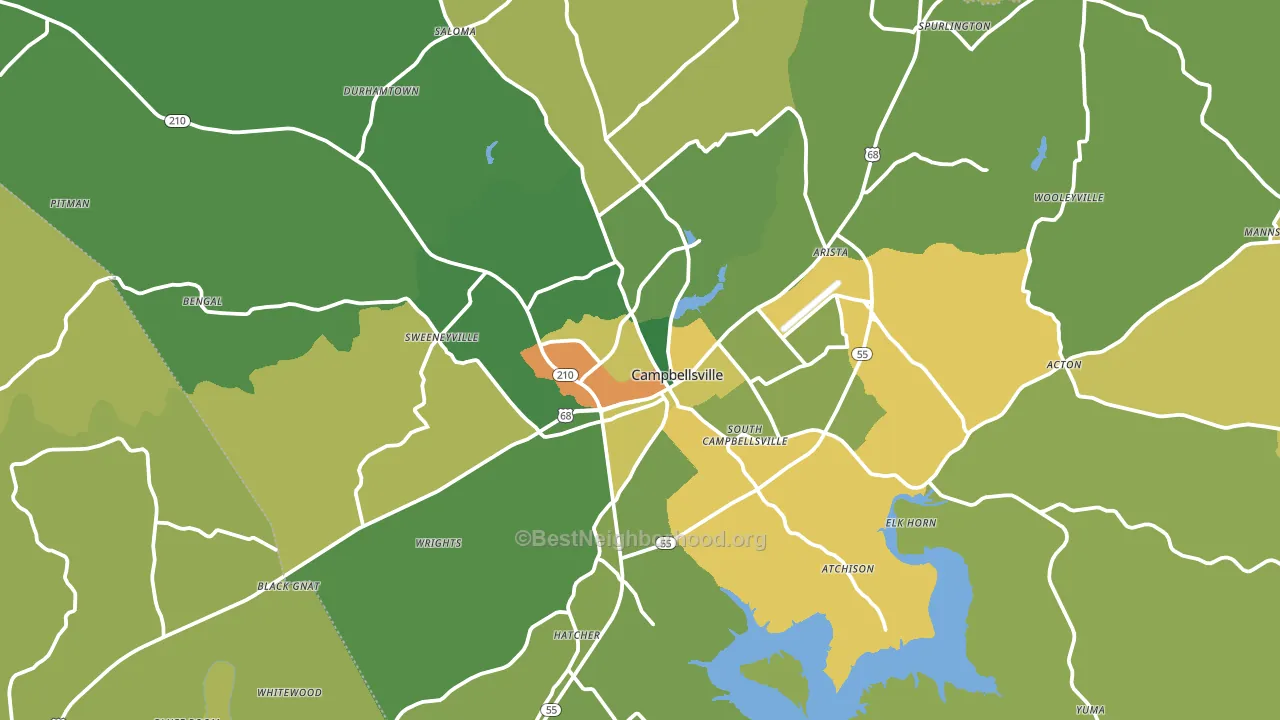 Campbellsville, KY block-group voter-turnout map