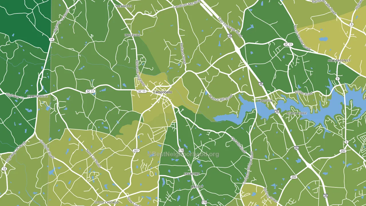 Campobello, SC block-group voter-turnout map