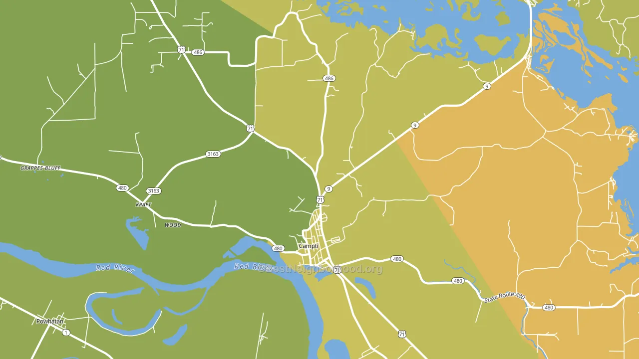 Campti, LA block-group voter-turnout map