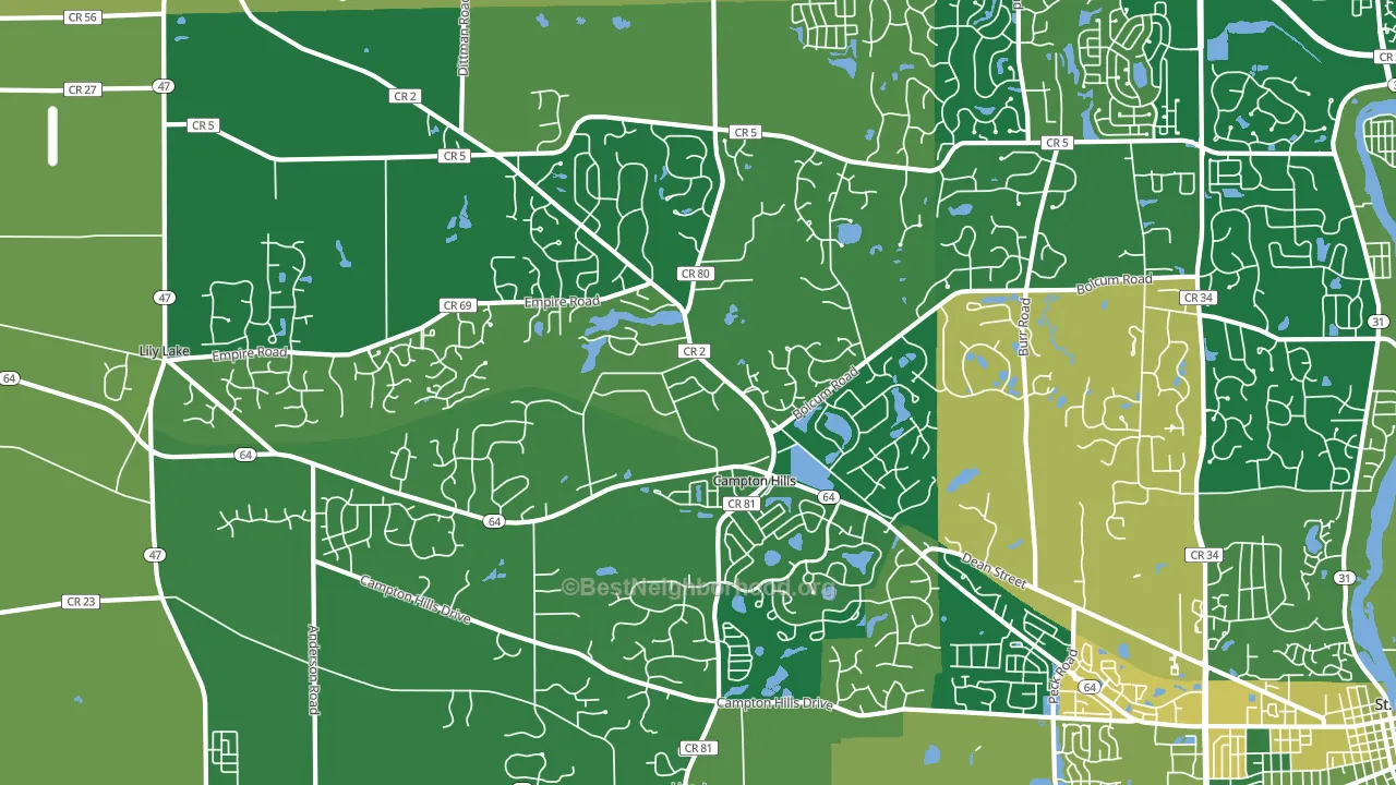 Campton Hills, IL block-group voter-turnout map