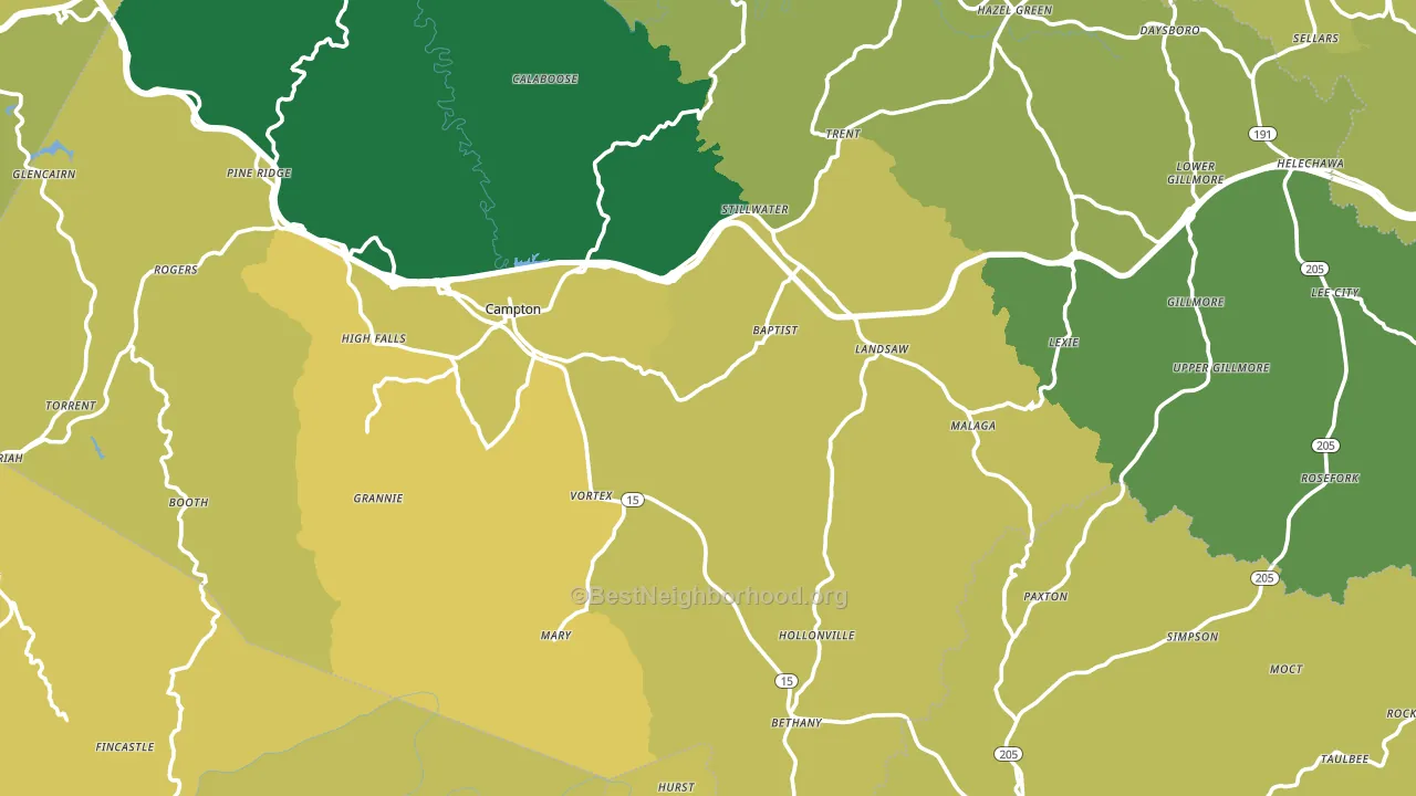 Campton, KY block-group voter-turnout map