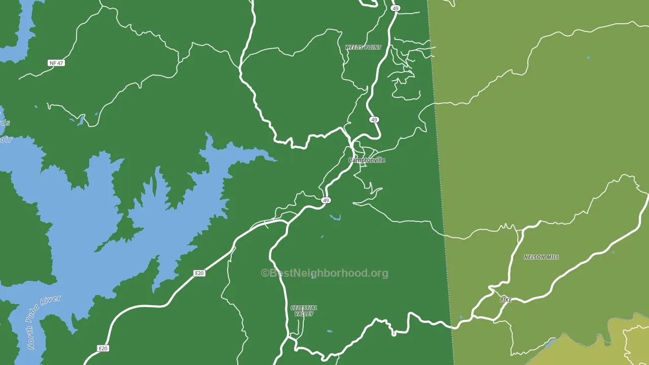 Camptonville, CA block-group voter-turnout map