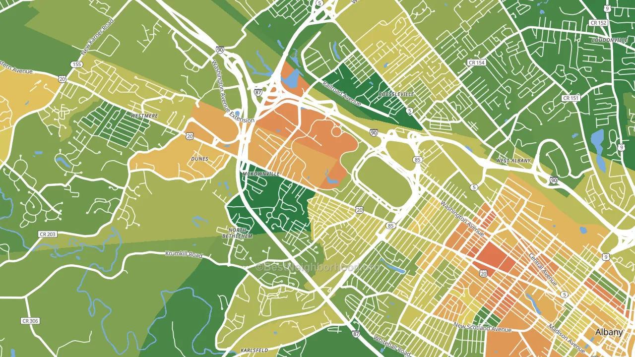 Campus Area, Albany, NY block-group voter-turnout map