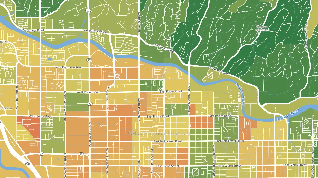 Campus Farm, Tucson, AZ block-group voter-turnout map