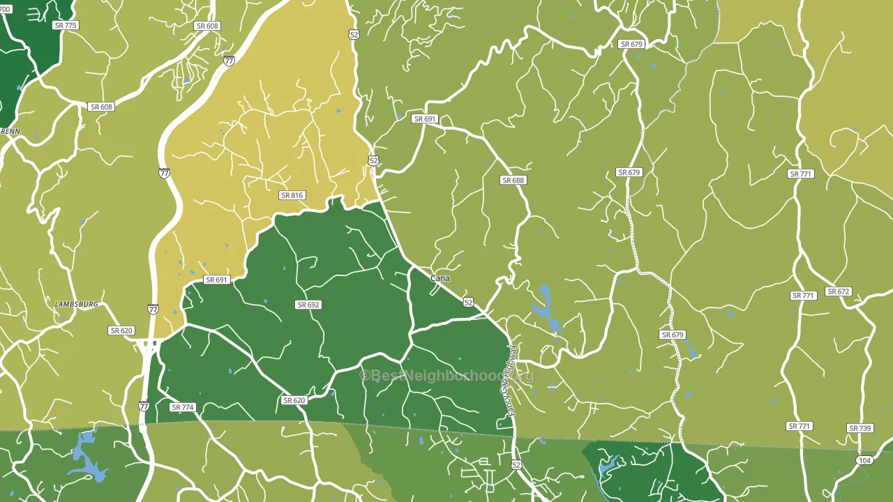 Cana, VA block-group voter-turnout map