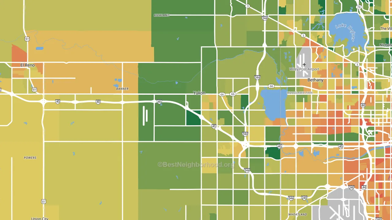 Canadian County, OK block-group voter-turnout map